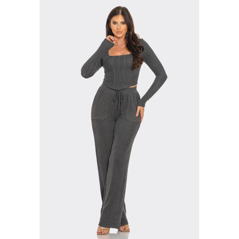 Melany Striped Pattern Top And Pants Set