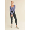 Violet Square-Neck Seamless Long Sleeve Top