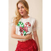 Candy Cane Sequin Puff Sleeve Top