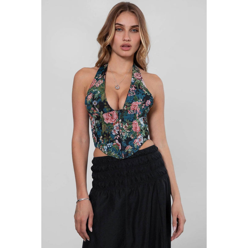 Floral Printed Halter Cami Top