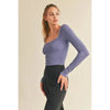Violet Square-Neck Seamless Long Sleeve Top