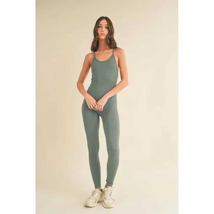 Sage Seamless Strappy Back Essential Jumpsuit
