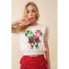 Candy Cane Sequin Puff Sleeve Top