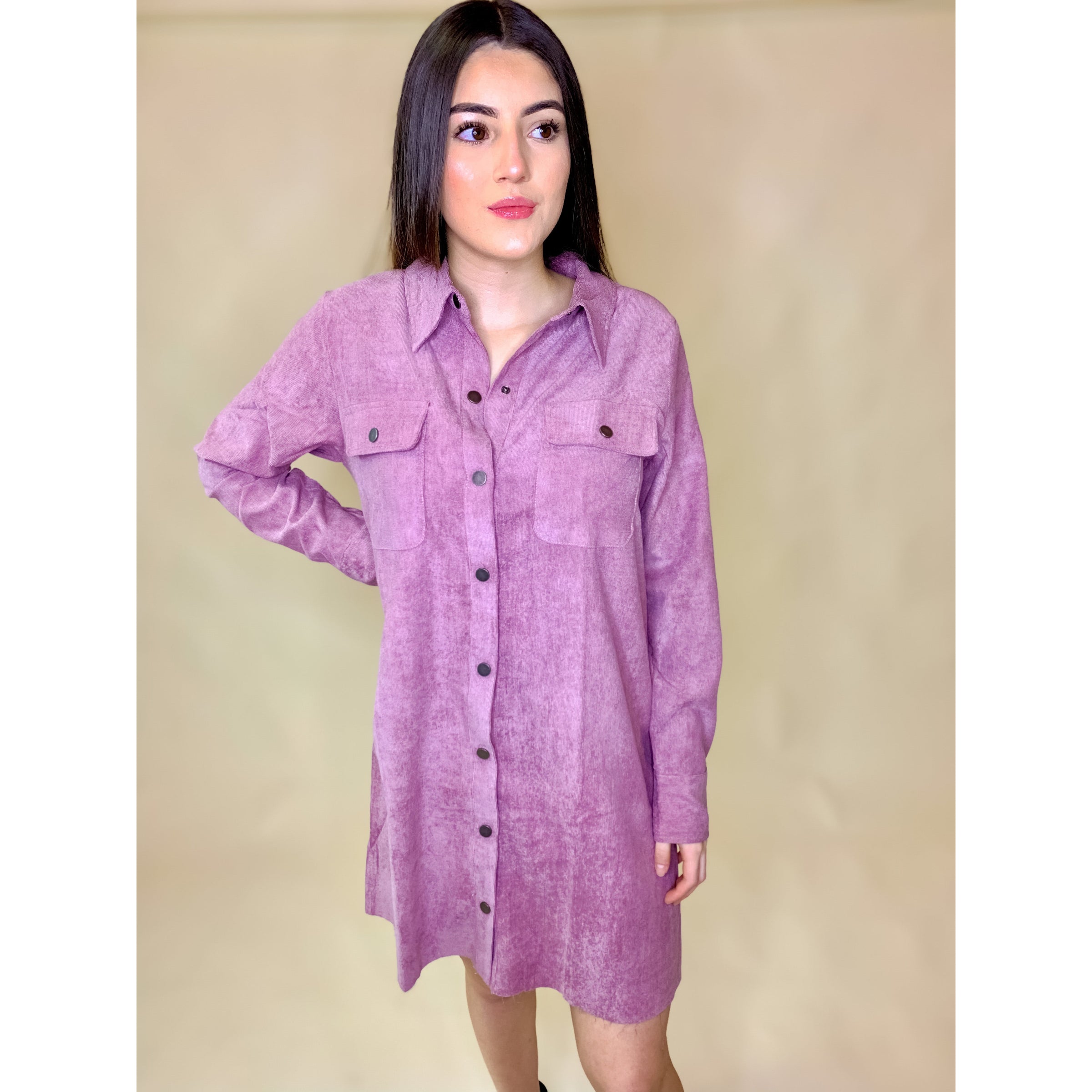ash purple dress Daphne Cap Sleeves Ruffle Slit Dress